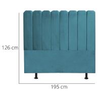 Cabeceira Estofada Cama Box King 195 Cm Maitê Suede Cor:azul Turquesa - 3