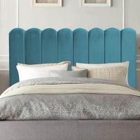 Cabeceira Estofada Cama Box King 195 Cm Maitê Suede Cor:azul Turquesa