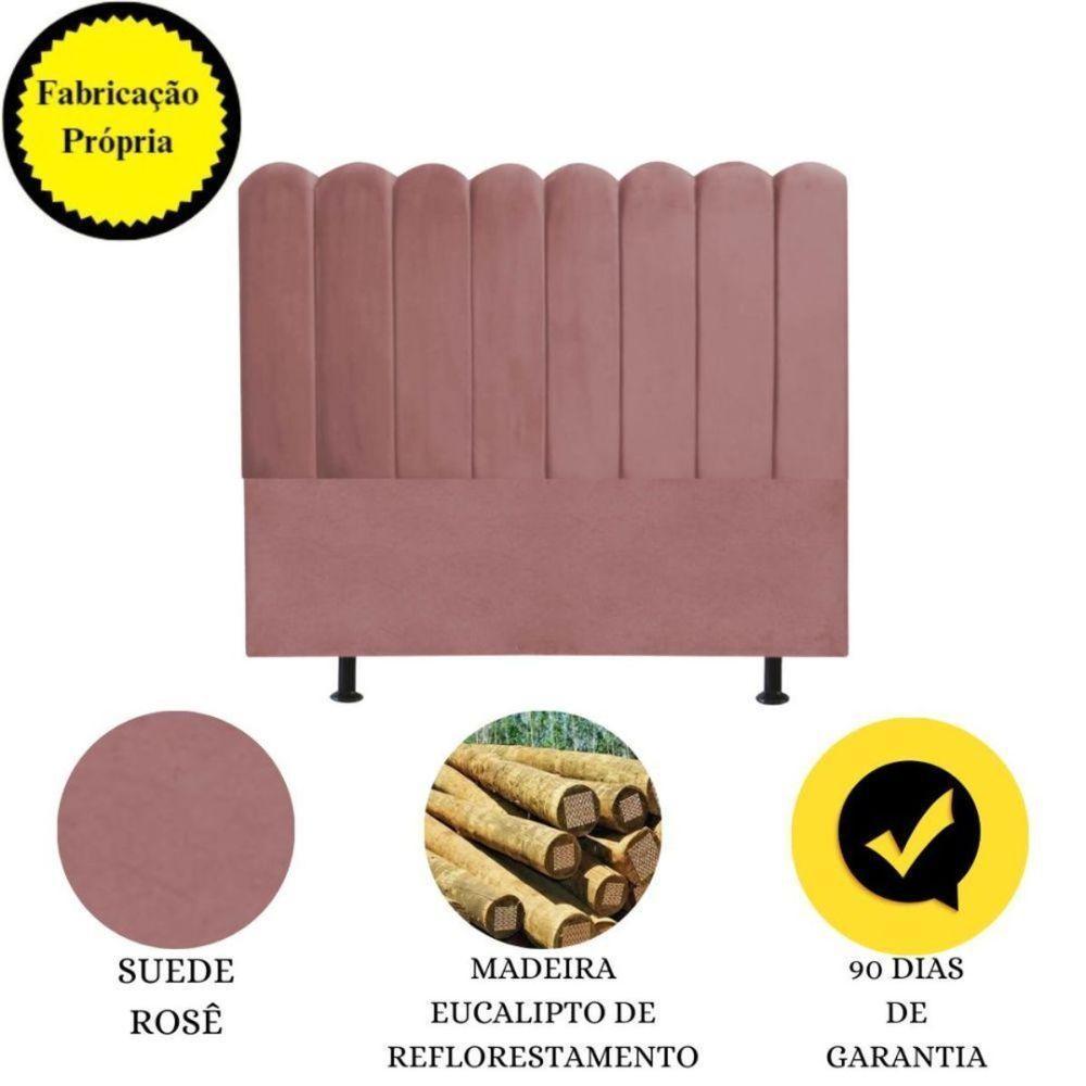 Cabeceira Estofada Cama Box King 195 Cm Maitê Suede Cor:rosê - 6