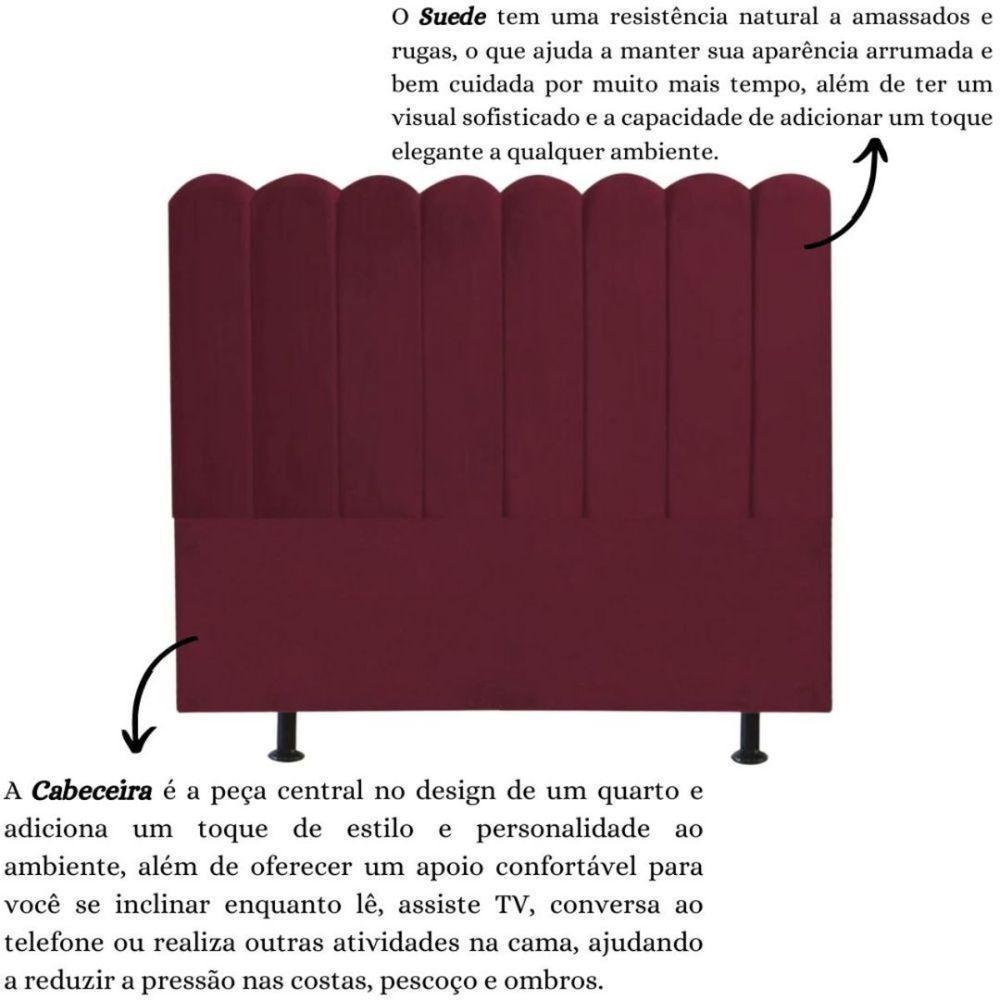 Cabeceira Estofada Cama Box King 195 Cm Maitê Suede Cor:bordô - 3