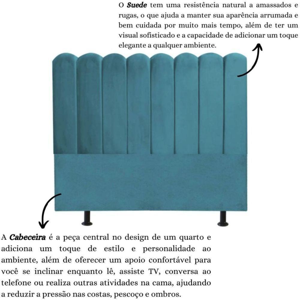 Cabeceira Estofada Cama Box Queen 160 Cm Maitê Suede Cor:azul Turquesa - 5