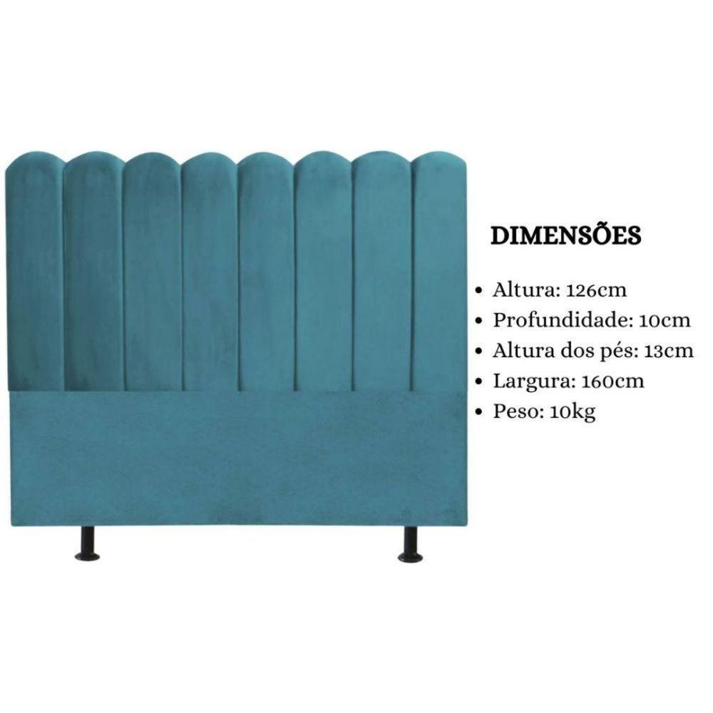 Cabeceira Estofada Cama Box Queen 160 Cm Maitê Suede Cor:azul Turquesa - 6