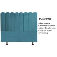 Cabeceira Estofada Cama Box Queen 160 Cm Maitê Suede Cor:azul Turquesa - 6