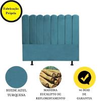 Cabeceira Estofada Cama Box Queen 160 Cm Maitê Suede Cor:azul Turquesa - 7