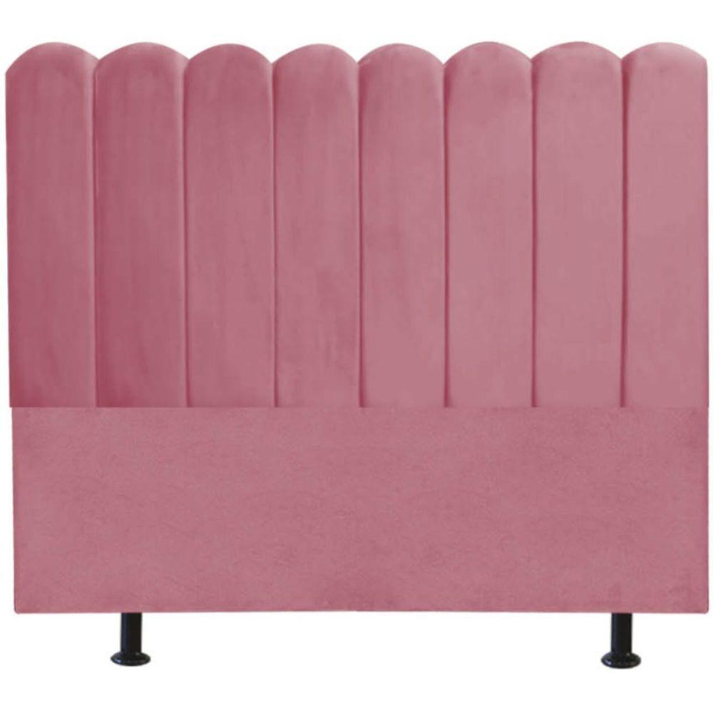 Cabeceira Estofada Cama Box King 195 Cm Maitê Suede Cor:rosa - 1
