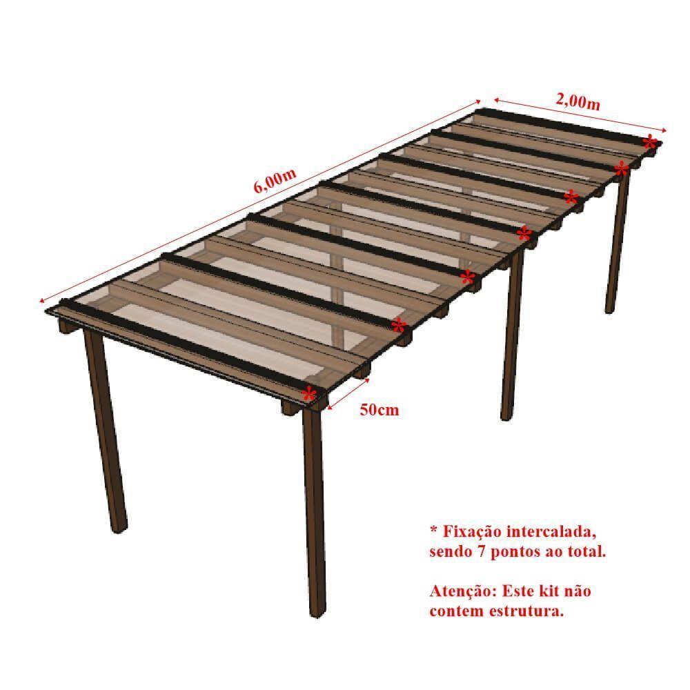 Kit Policarbonato Cristal 4mm 6,00m X 2,00m - Perfis Naturais - 5