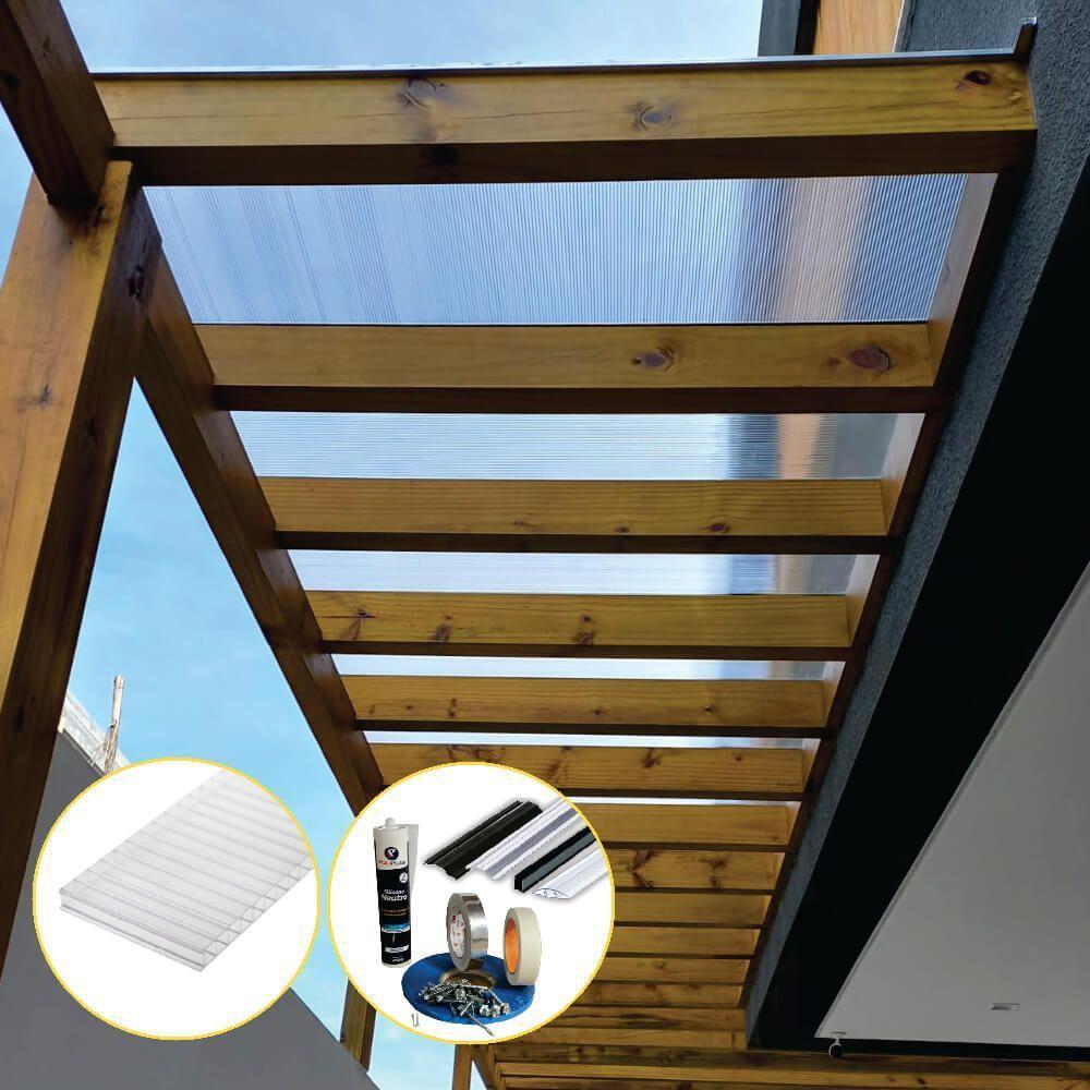 Kit Policarbonato Cristal 4mm 6,00m X 3,00m - Perfis Naturais - 2