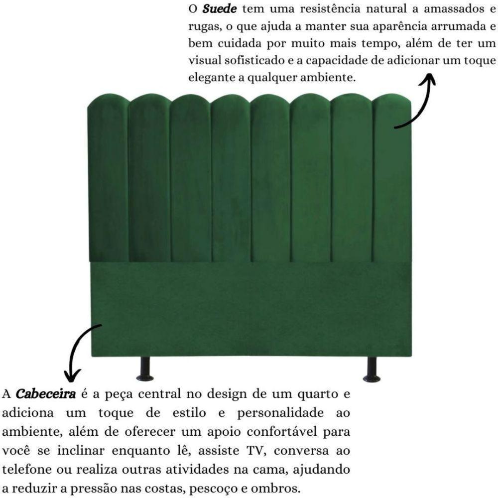 Cabeceira Estofada Cama Box King 195 Cm Maitê Suede Cor:verde - 5