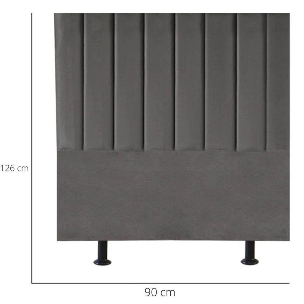 Cabeceira Estofada Cama Box Solteiro 90 Cm Carolina Suede E Frame Cor:cinza - 4