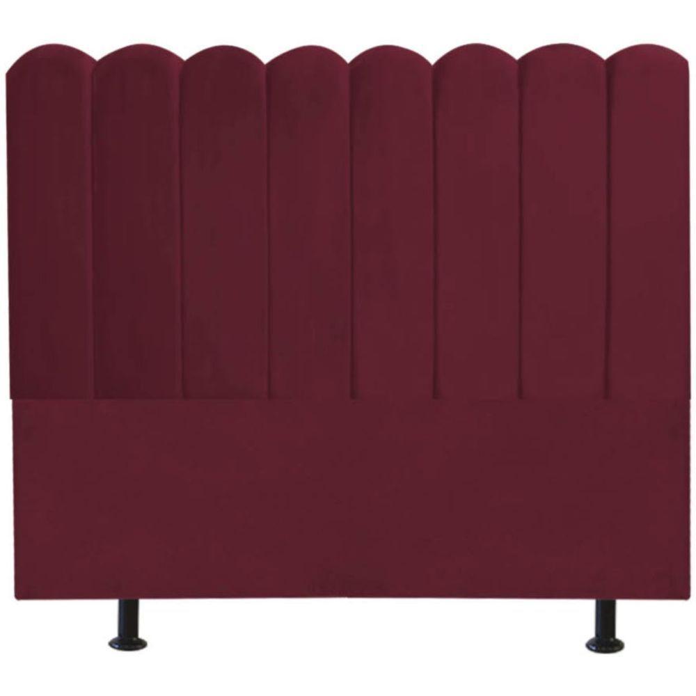 Cabeceira Estofada Cama Box Queen 160 Cm Maitê Suede Cor:bordô - 1