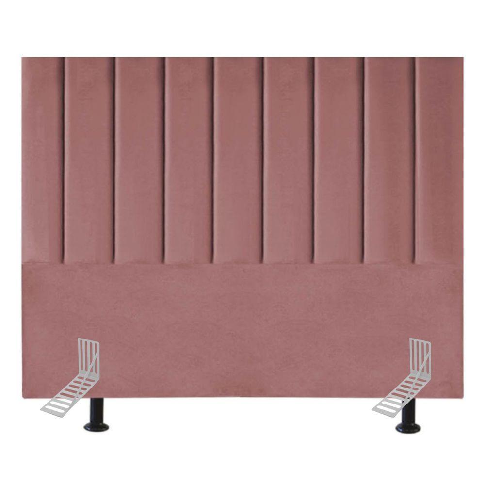 Cabeceira Estofada De Cama Casal Box 140 Cm Carolina Suede E Frame Cor:rosé - 1