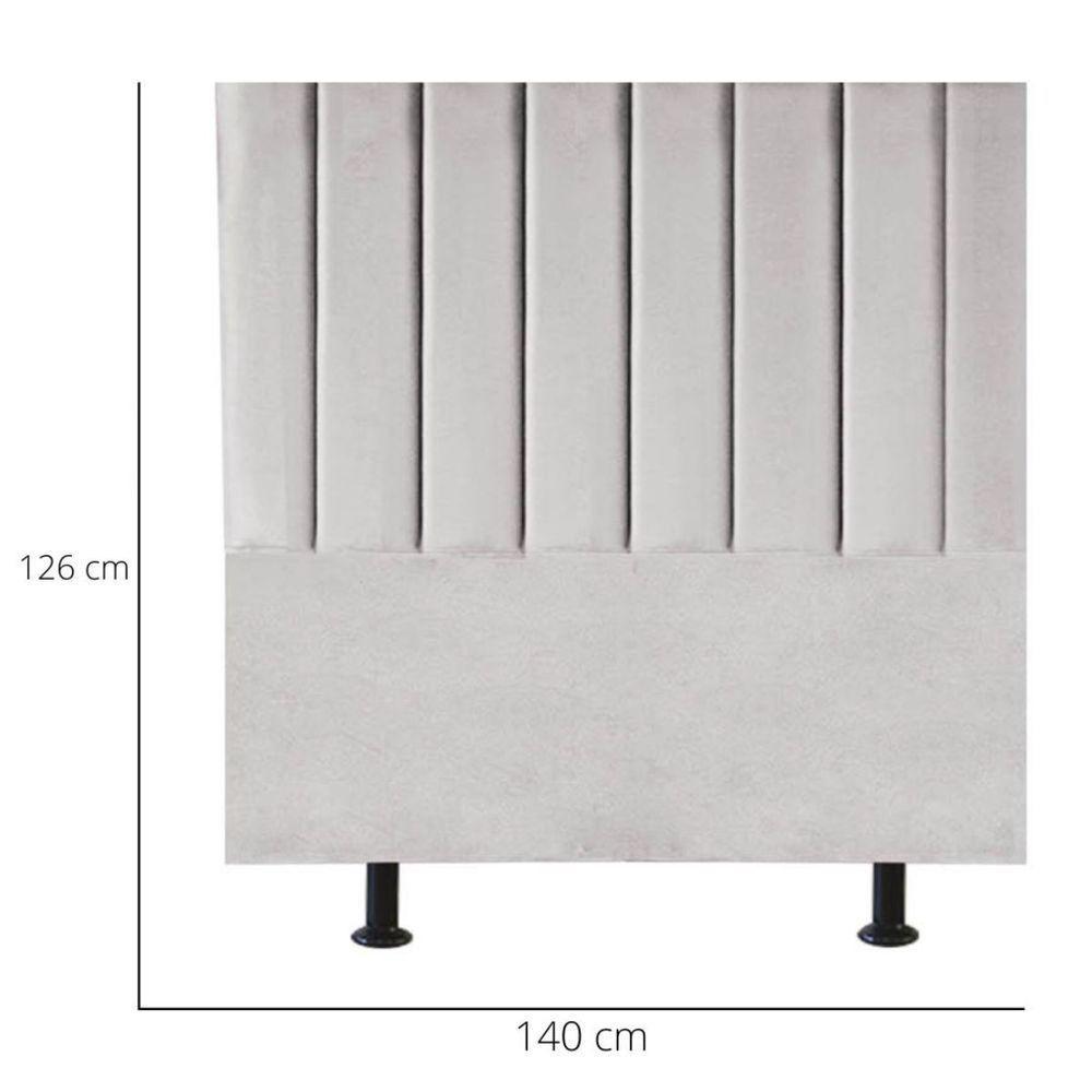 Cabeceira Estofada De Cama Casal Box 140 Cm Carolina Veludo E Frame Cor:cinza Claro - 2