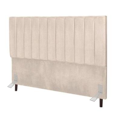 Cabeceira Estofada De Cama Casal Box 140 Cm Esther Suede E Frame Cor:bege