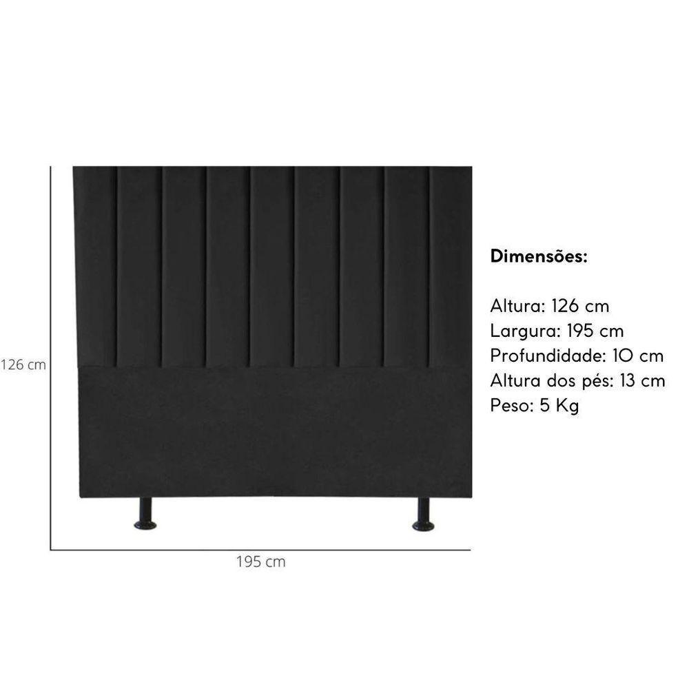 Cabeceira Estofada Cama Box King 195 Cm Carolina Veludo E Frame Cor:preto - 4
