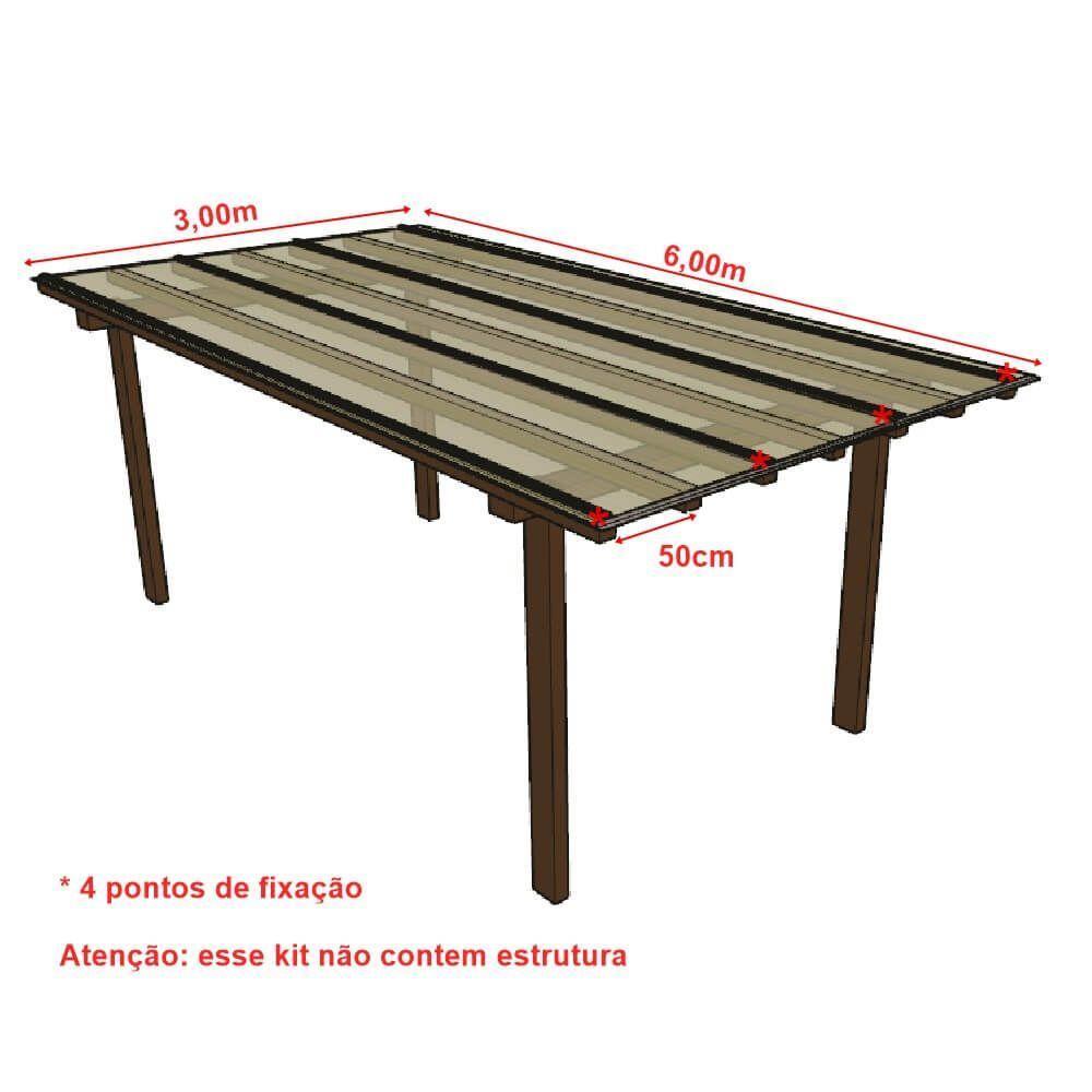 Kit Policarbonato Cristal 4mm 3,00m X 6,00m - Perfis Naturais - 5