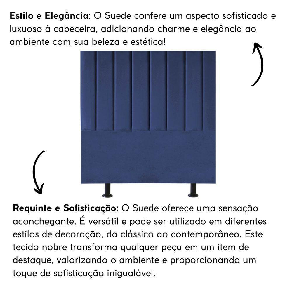 Cabeceira Estofada Cama Box King 195 Cm Esther Suede E Frame Cor:azul Marinho - 2