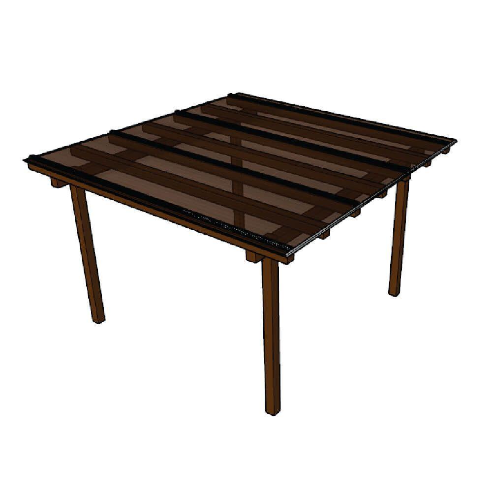 Kit Policarbonato Bronze 4mm 3,00m X 3,00m - Perfis Naturais - 1