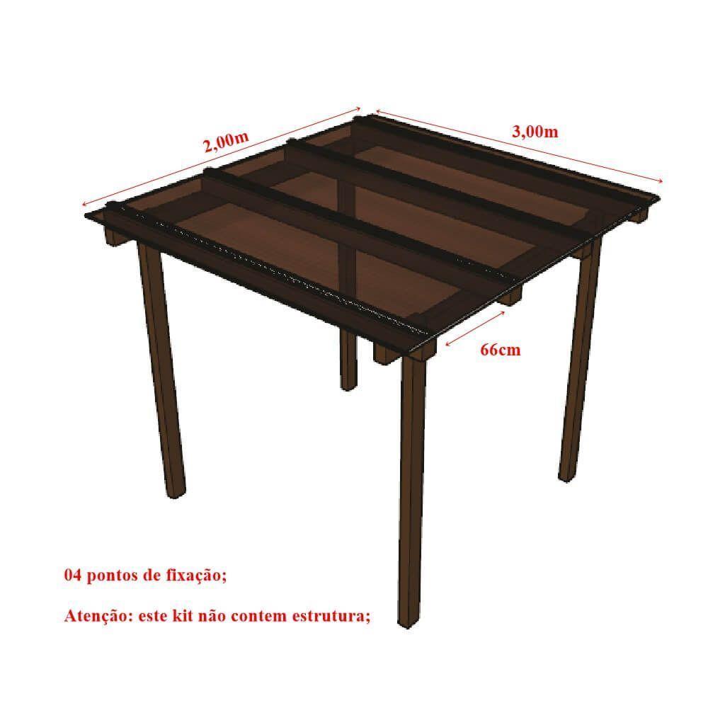 Kit Policarbonato Bronze 6mm 2,00m X 3,00m - Perfis Naturais - 4