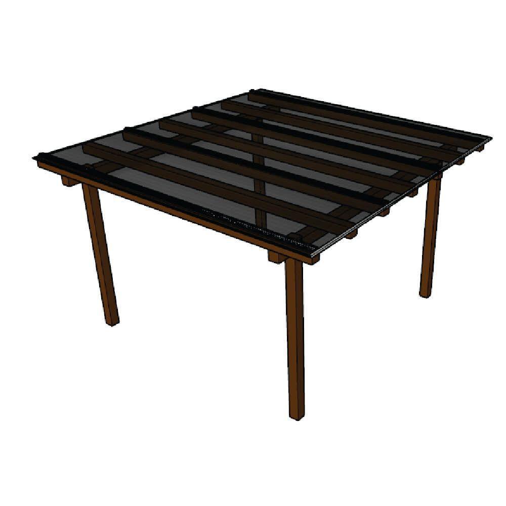 Kit Policarbonato Fume 4mm 3,00m X 3,00m - Perfis Naturais - 1