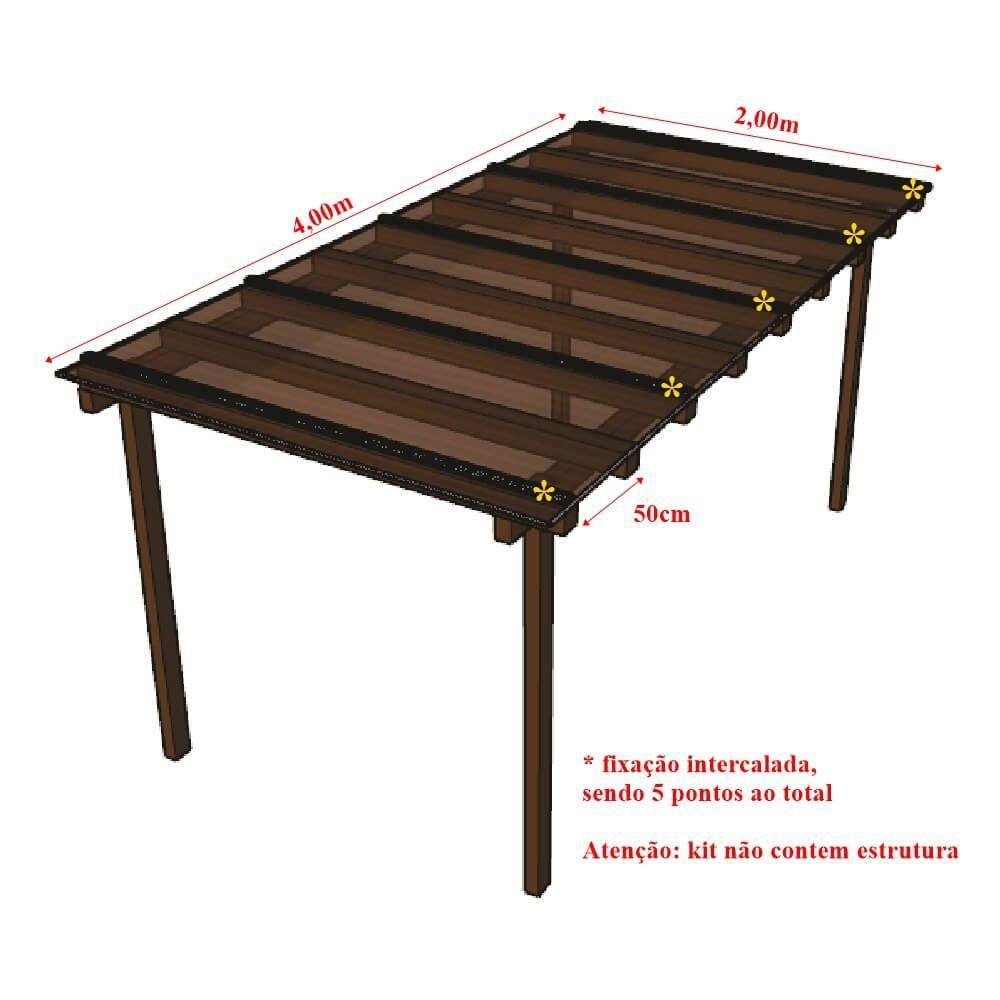Kit Policarbonato Bronze 4mm 4,00m X 2,00m - Perfis Naturais - 5