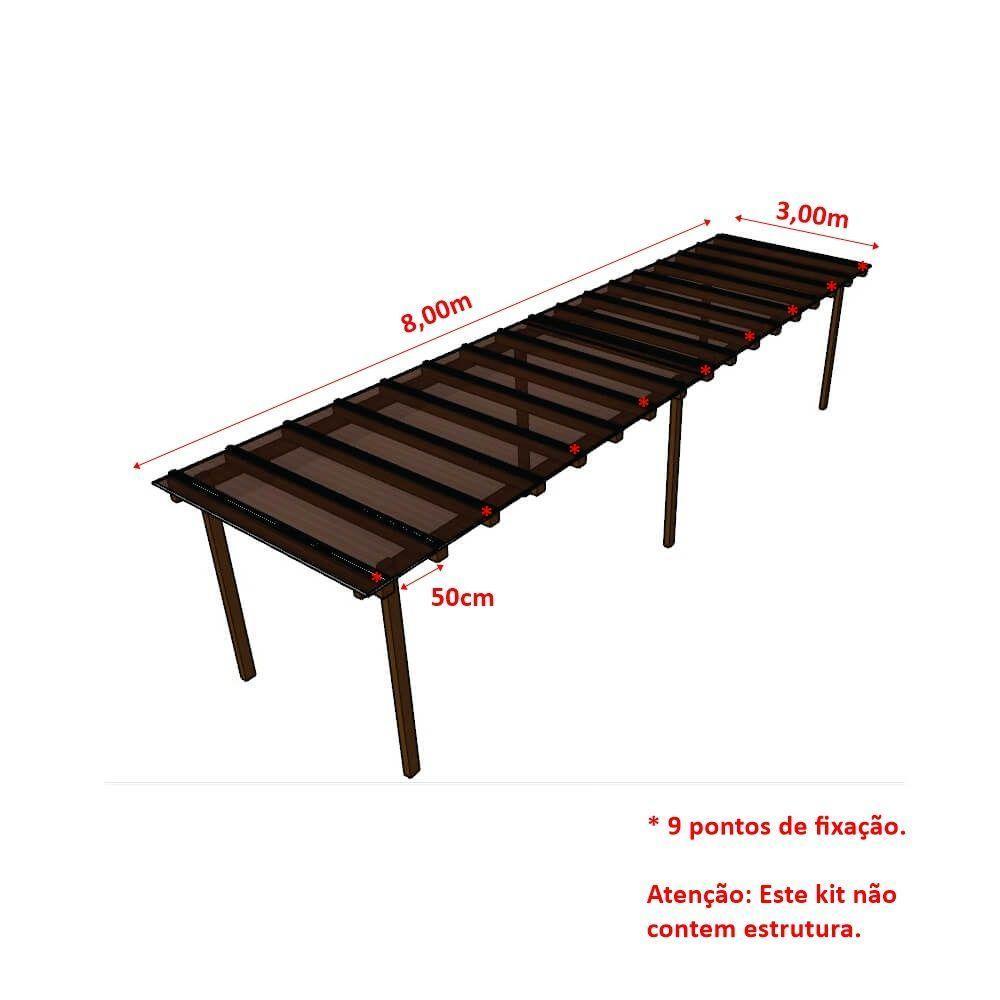 Kit Policarbonato Bronze 4mm 8,00m X 3,00m - Perfis Naturais - 5