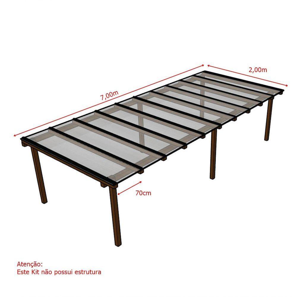 Kit Policarbonato Cristal 6mm 7,00m X 2,00m - Perfis Naturais - 5