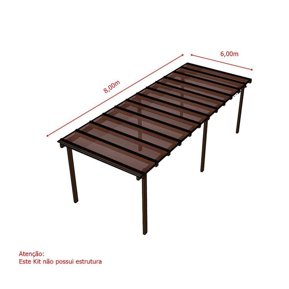 Kit Policarbonato Bronze 6mm 8,00m X 6,00m - Perfis Naturais - 5