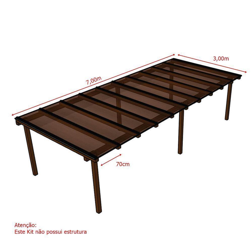 Kit Policarbonato Bronze 6mm 7,00m X 3,00m - Perfis Naturais - 4