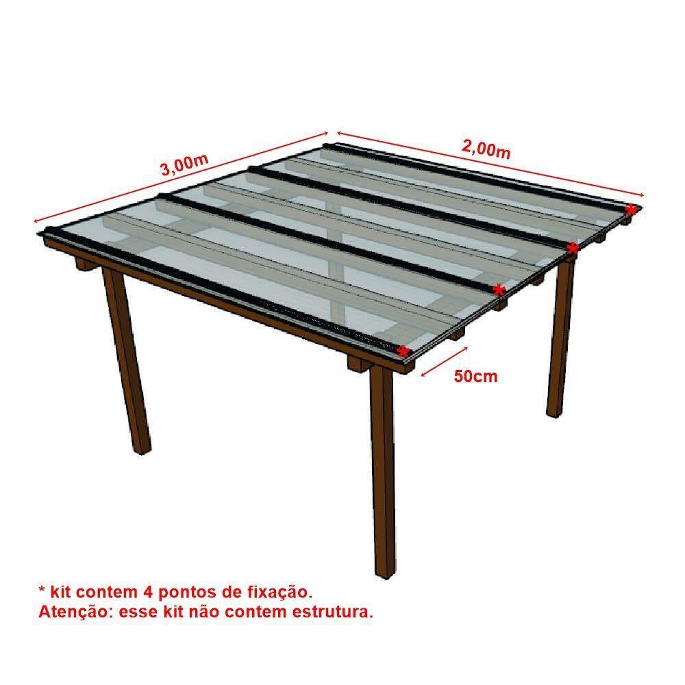 Kit Policarbonato Branco 4mm 3,00m X 2,00m - Perfis Naturais - 5