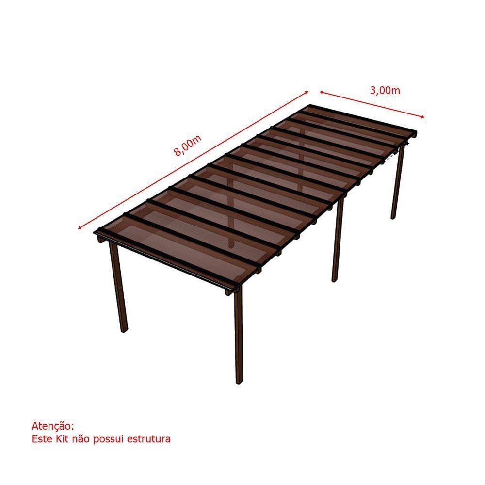 Kit Policarbonato Bronze 6mm 8,00m X 3,00m - Perfis Naturais - 5