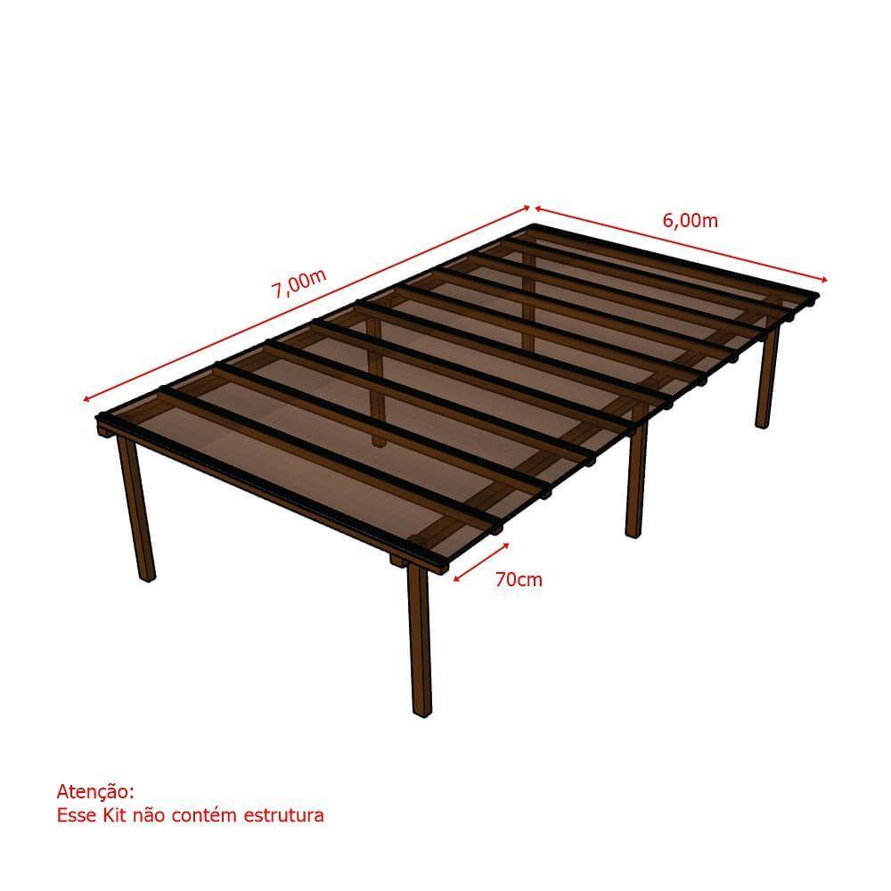Kit Policarbonato Bronze 6mm 7,00m X 6,00m - Perfis Naturais - 2