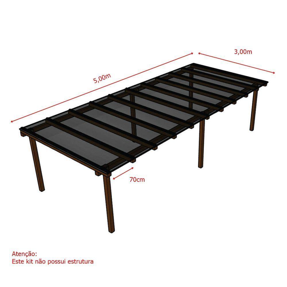 Kit Policarbonato Fume 6mm 5,00m X 3,00m - Perfis Naturais - 5
