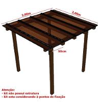 Kit Policarbonato Bronze 4mm 2,00m X 2,00m - Perfis Bronze - 5