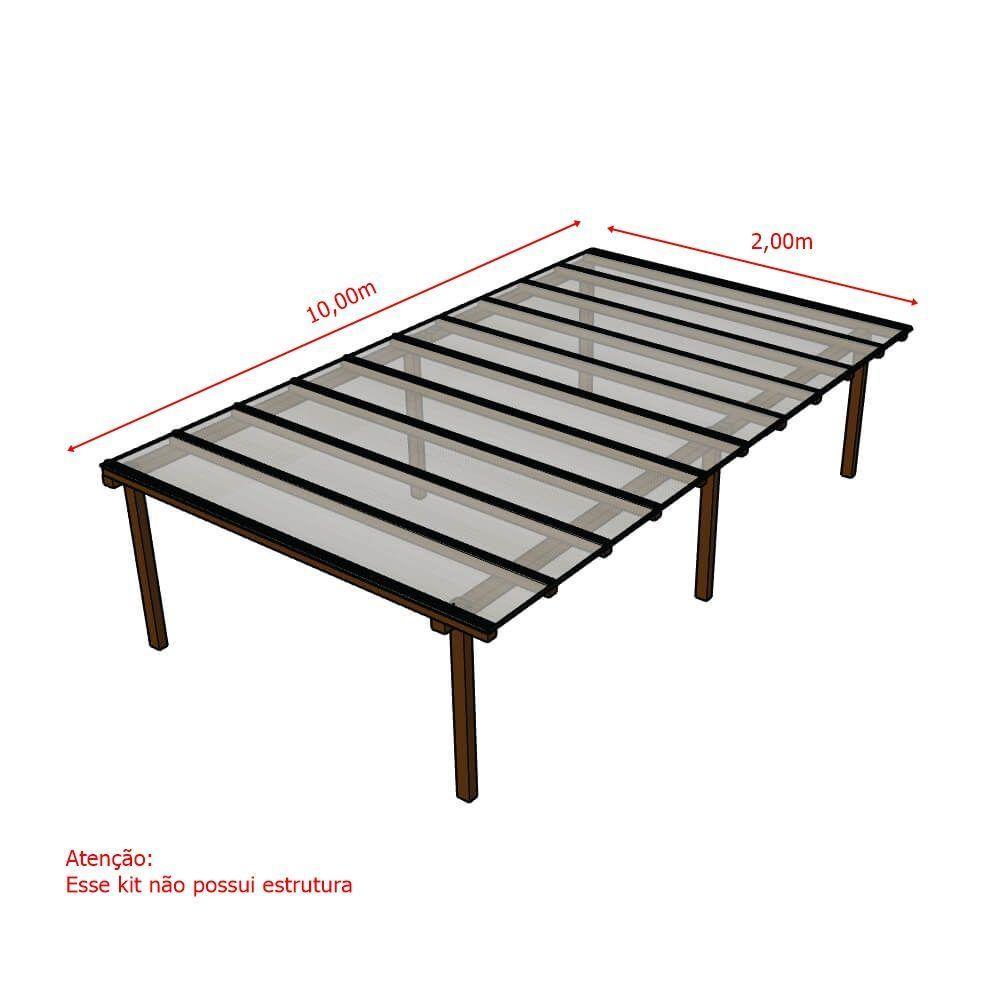 Kit Policarbonato Branco 6mm 10,00m X 2,00m - Perfis Naturais - 5