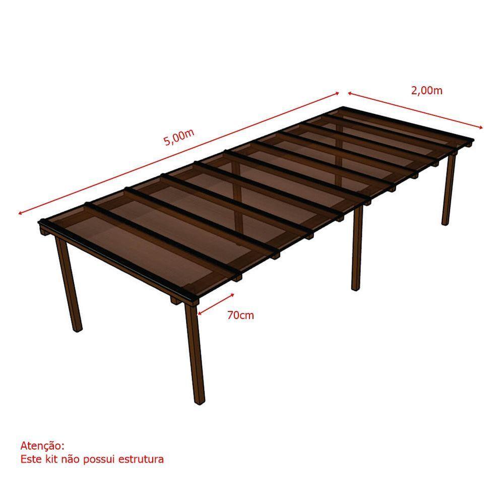 Kit Policarbonato Bronze 6mm 5,00m X 2,00m - Perfis Naturais - 5