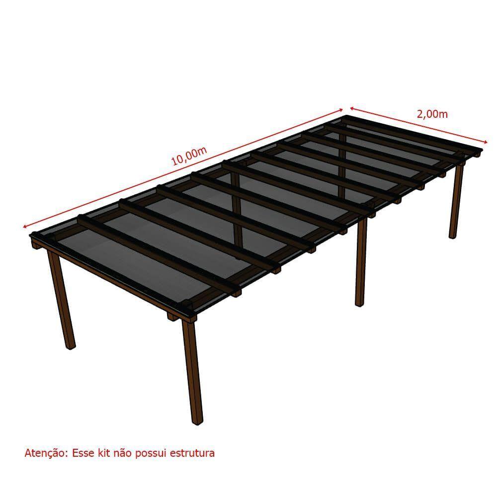 Kit Policarbonato Fume 6mm 10,00m X 2,00m - Perfis Naturais - 5