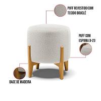 Puff Banqueta Decorativo Base Madeira Stella Bouclê P01 - D'rossi Cor Off White - 2