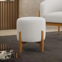 Puff Banqueta Decorativo Base Madeira Stella Bouclê Off White P01 - D'rossi - 2