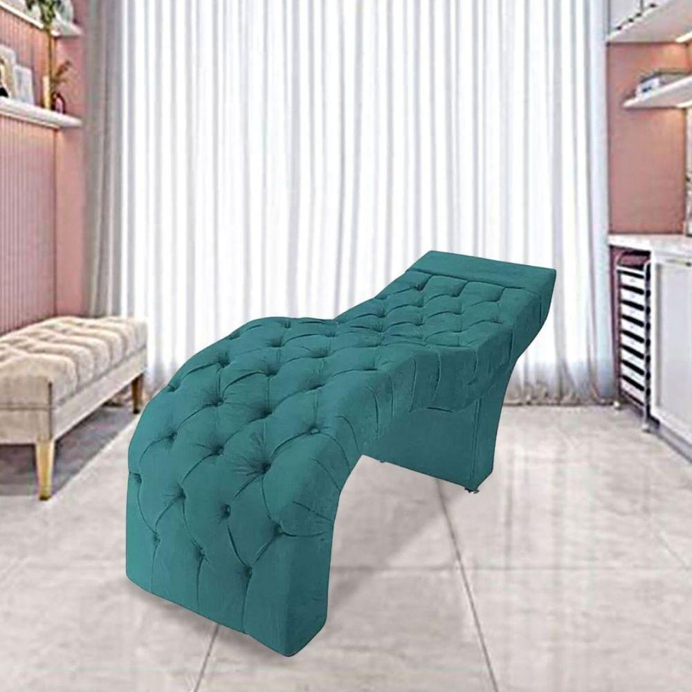 Maca Estofada Estética Cílios Salão Spa Suede Rebeca Cor:azul Turquesa - 2