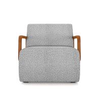 Poltrona Sala De Estar Braço De Madeira Hellen Bouclê K01 - D'rossi Cor Cinza - 5