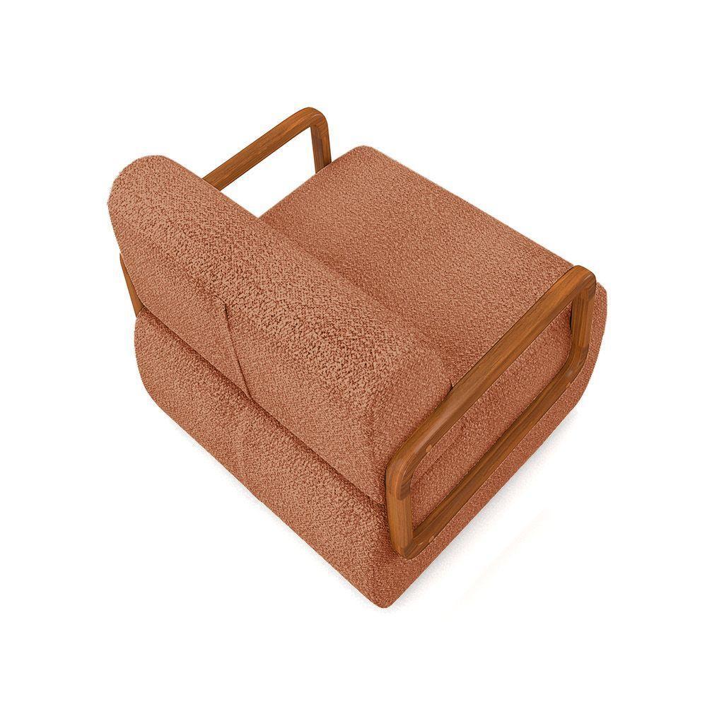 Poltrona Sala De Estar Braço De Madeira Kit 2 Hellen Bouclê K01 - D'rossi Cor Terracota - 2