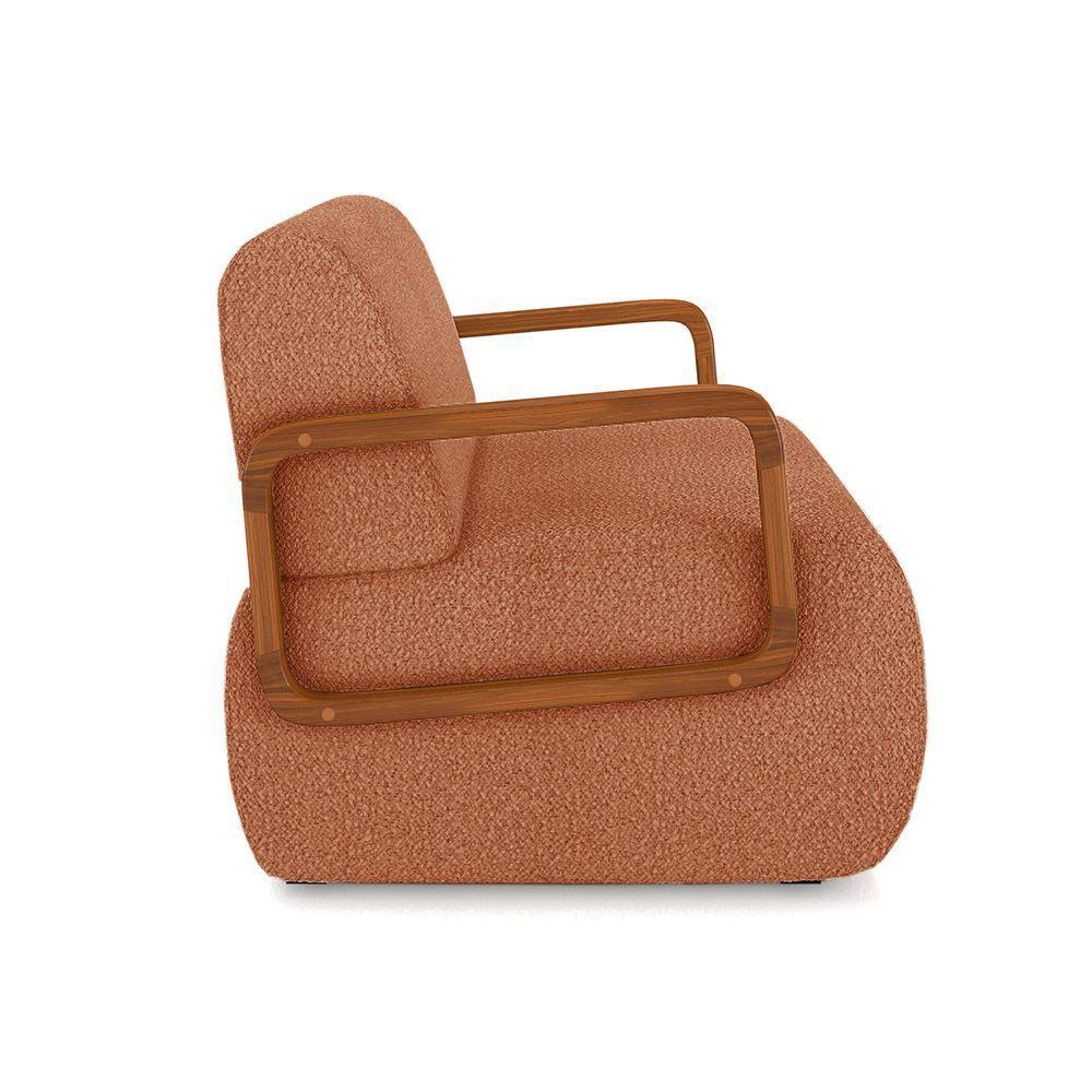 Poltrona Sala De Estar Braço De Madeira Kit 2 Hellen Bouclê K01 - D'rossi Cor Terracota - 3