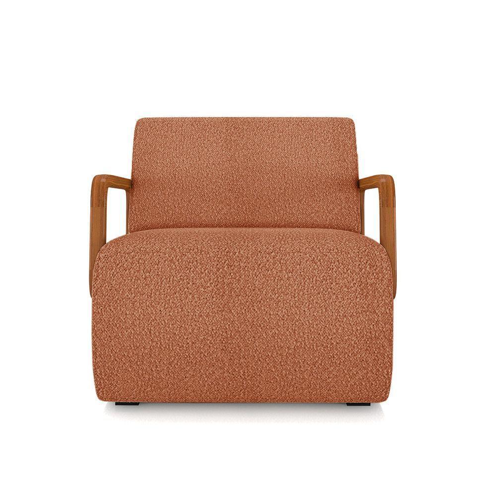 Poltrona Sala De Estar Braço De Madeira Kit 2 Hellen Bouclê K01 - D'rossi Cor Terracota - 5