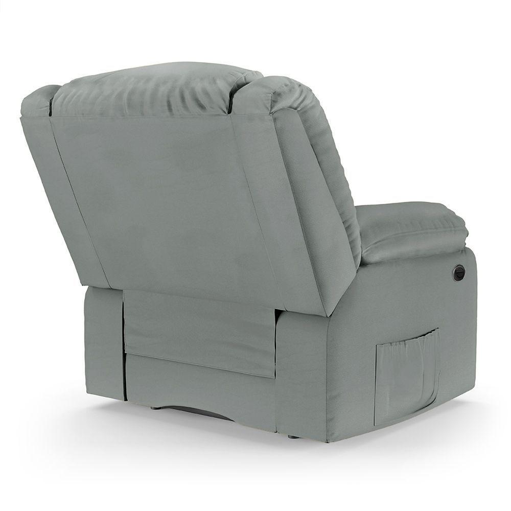 Poltrona Do Papai Reclinável Melim Controle Power Elétrico Usb Sintético Pu Fh1 - D'rossi Cor Cinza - 5