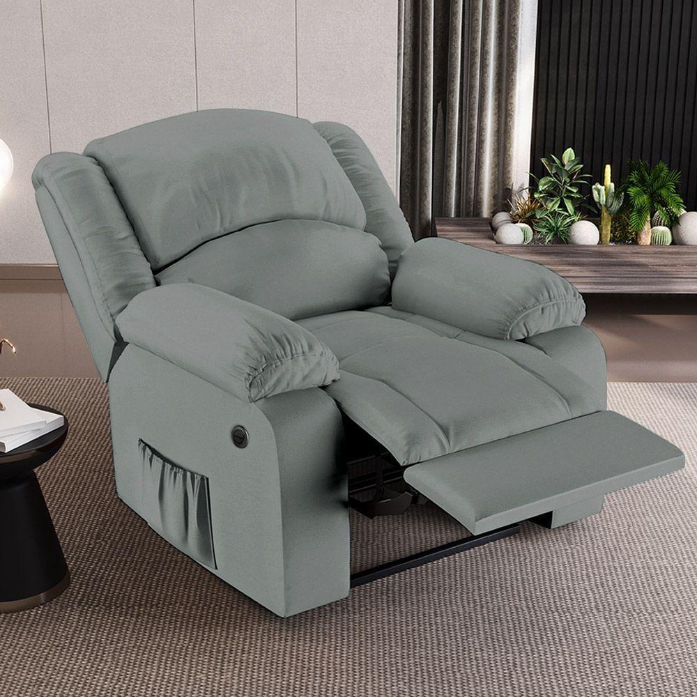 Poltrona Do Papai Reclinável Melim Controle Power Elétrico Usb Sintético Pu Fh1 - D'rossi Cor Cinza - 7