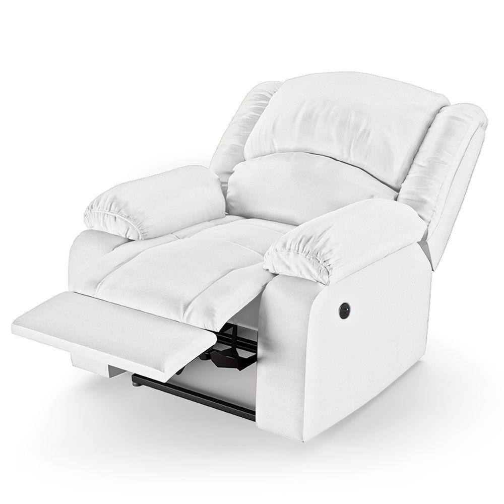 Poltrona Do Papai Reclinável Melim Controle Power Elétrico Usb Sintético Pu Fh1 - D'rossi Cor Branco - 2