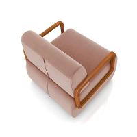 Poltrona Sala De Estar Braço De Madeira Kit 2 Hellen Veludo K01 - D'rossi Cor Rose - 2