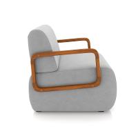 Poltrona Sala De Estar Braço De Madeira Kit 2 Hellen Veludo Cinza K01 - D'rossi - 3