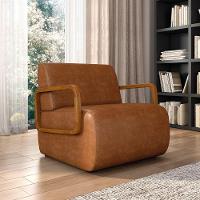 Poltrona Sala De Estar Braço De Madeira Kit 2 Hellen Sintético Pu Nozes K01 - D'rossi - 6