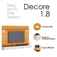 Painel Suspenso Decore 1.8 Com Mesa De Centro Classic Redonda Nature Off White - Imcal - 2